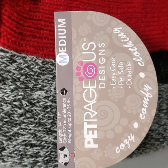 Petrageous Designs NWT Dog Apparel Gray Sweater with Red Truck and Tree Design - Picture 4 of 6